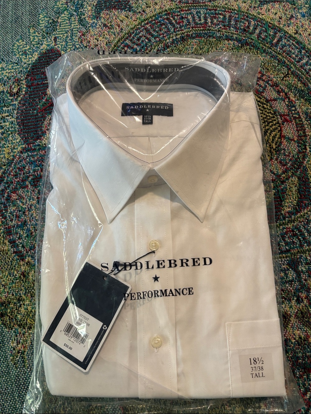 Saddlebred Men’s White Performance Dress Shirt. NWT
